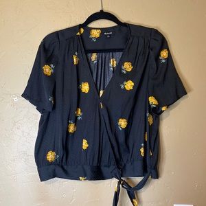 Madewell black silk blouse